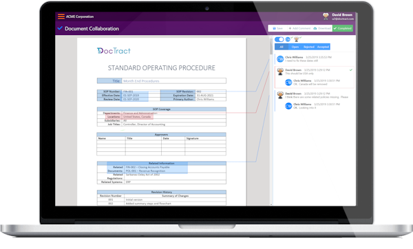 DocTract document collaboration screenshot