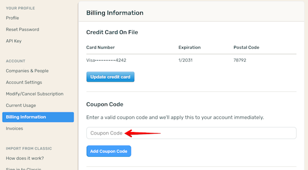 DoneDone promo code redeem screenshot