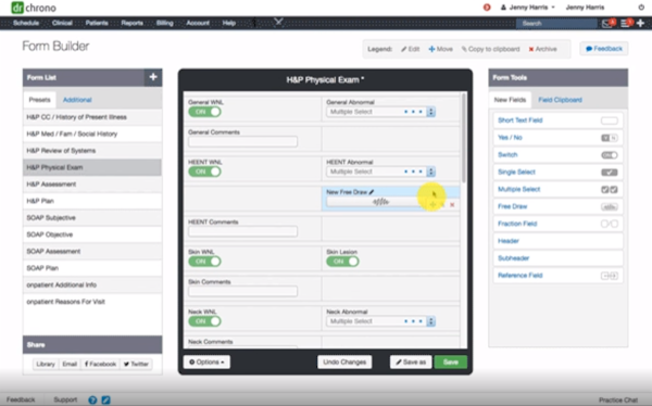 DrChrono medical form builder