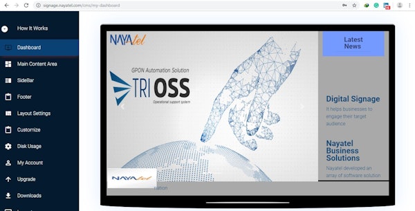 Nayatel Digital Signage Solution dashboard screenshot