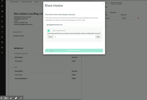 Docketwise share invoice