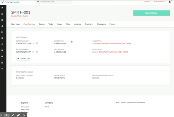Docketwise case tracking