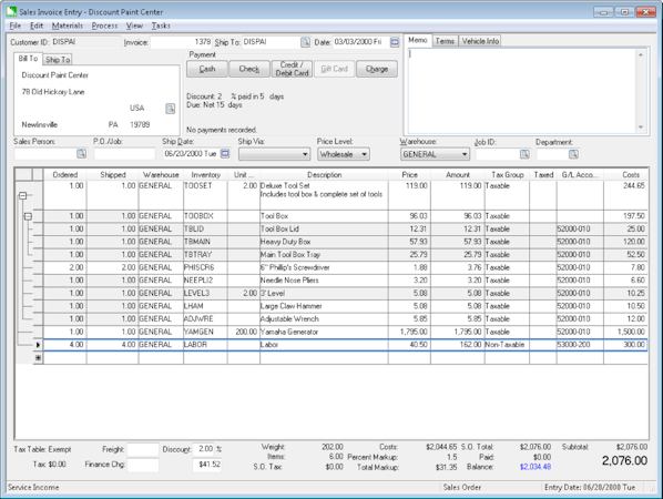 EBMS sales invoice