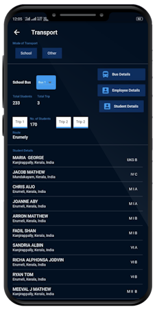 Edisapp School ERP transport