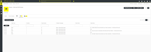 RADAR CRM email campaigns
