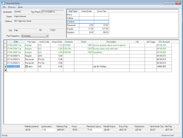 EBMS timecard entry