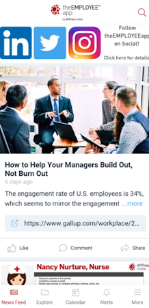 theEMPLOYEEapp newsfeed