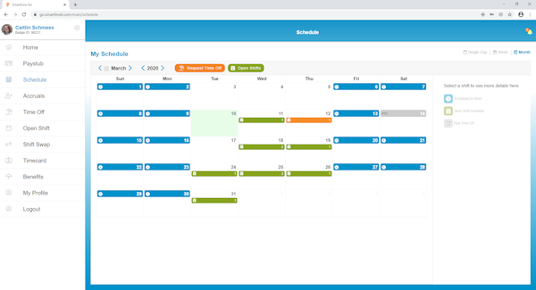 SmartLinx employee schedule