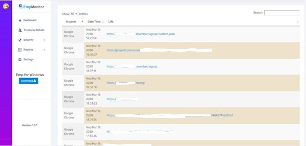 EmpMonitor browsing history tracking