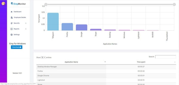 EmpMonitor most used applications