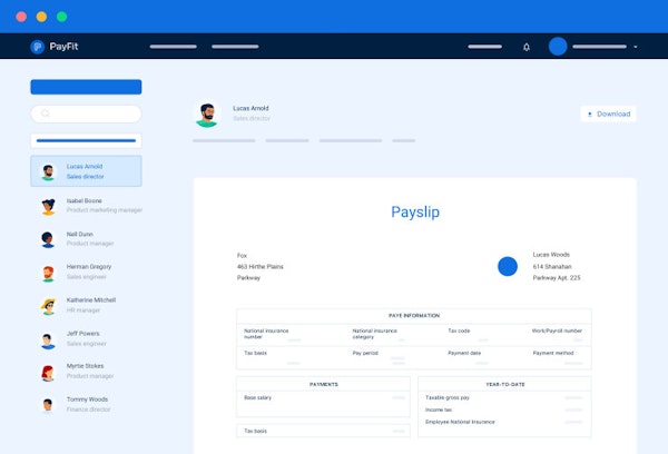 Payfit employee payslip screenshot