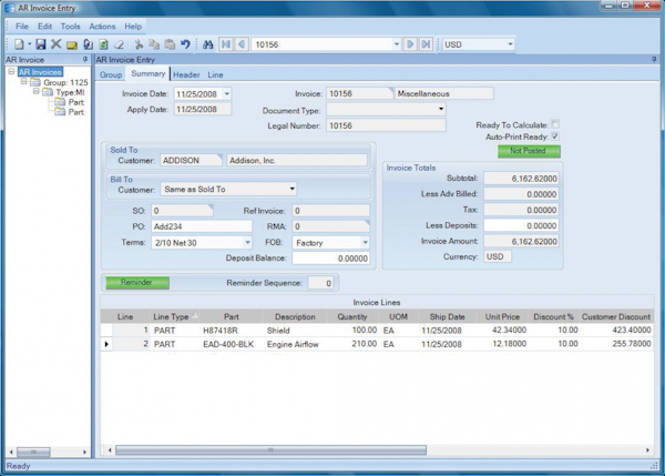 Accounts receivable cash receipt entry