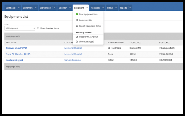 Bluefolder equipment tracking