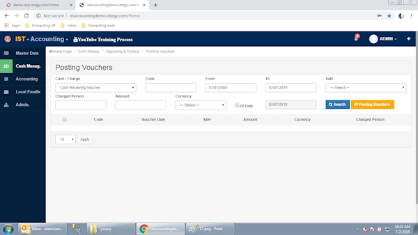 CloudWadi ERP cash management