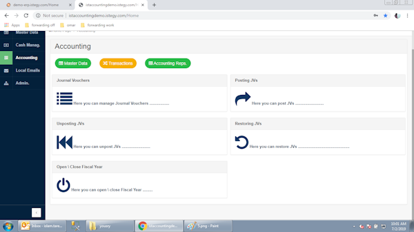 CloudWadi ERP accounting screenshot