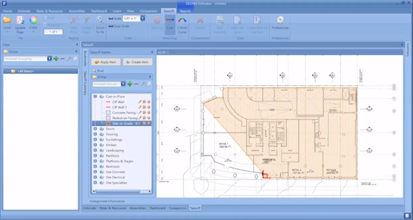 DESTINI Estimator 2D takeoff screenshot