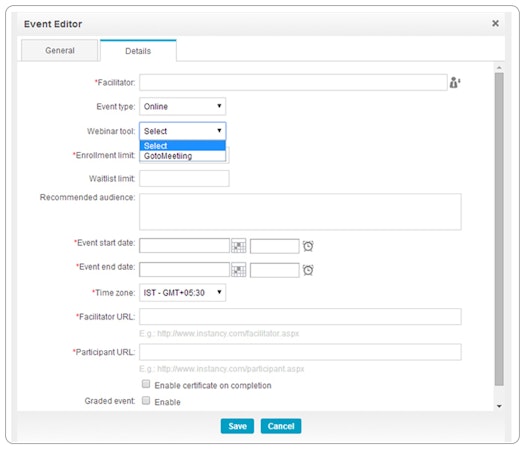 Instancy event editor