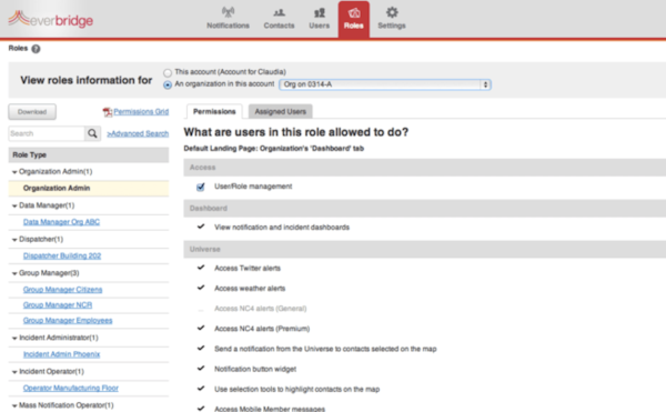 Everbridge Mass Notification access rights