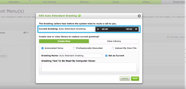 eVoice custom geeting