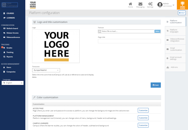 evolCampus customizable branding