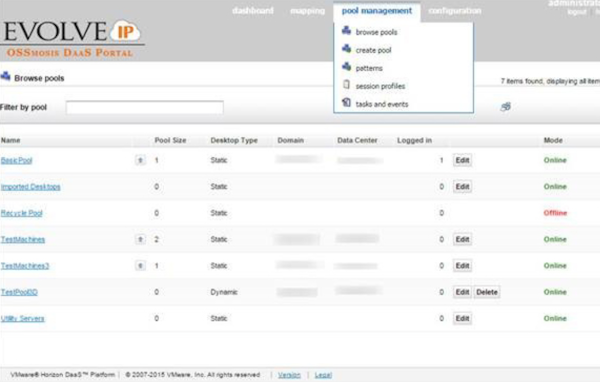 Evolve IP DaaS pool management
