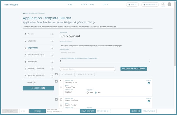 Job application builder