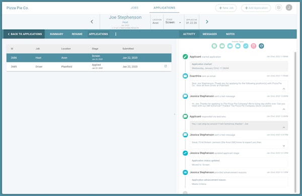 Application activity feed