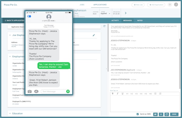 Text recruit conversation