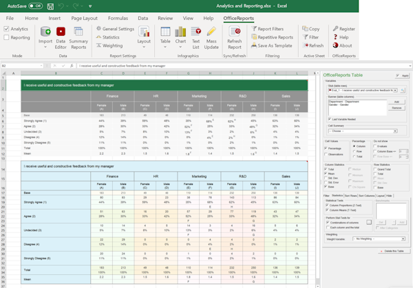 OfficeReports Excel ribbon tab