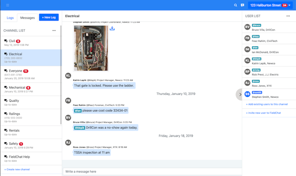 FieldChat messages