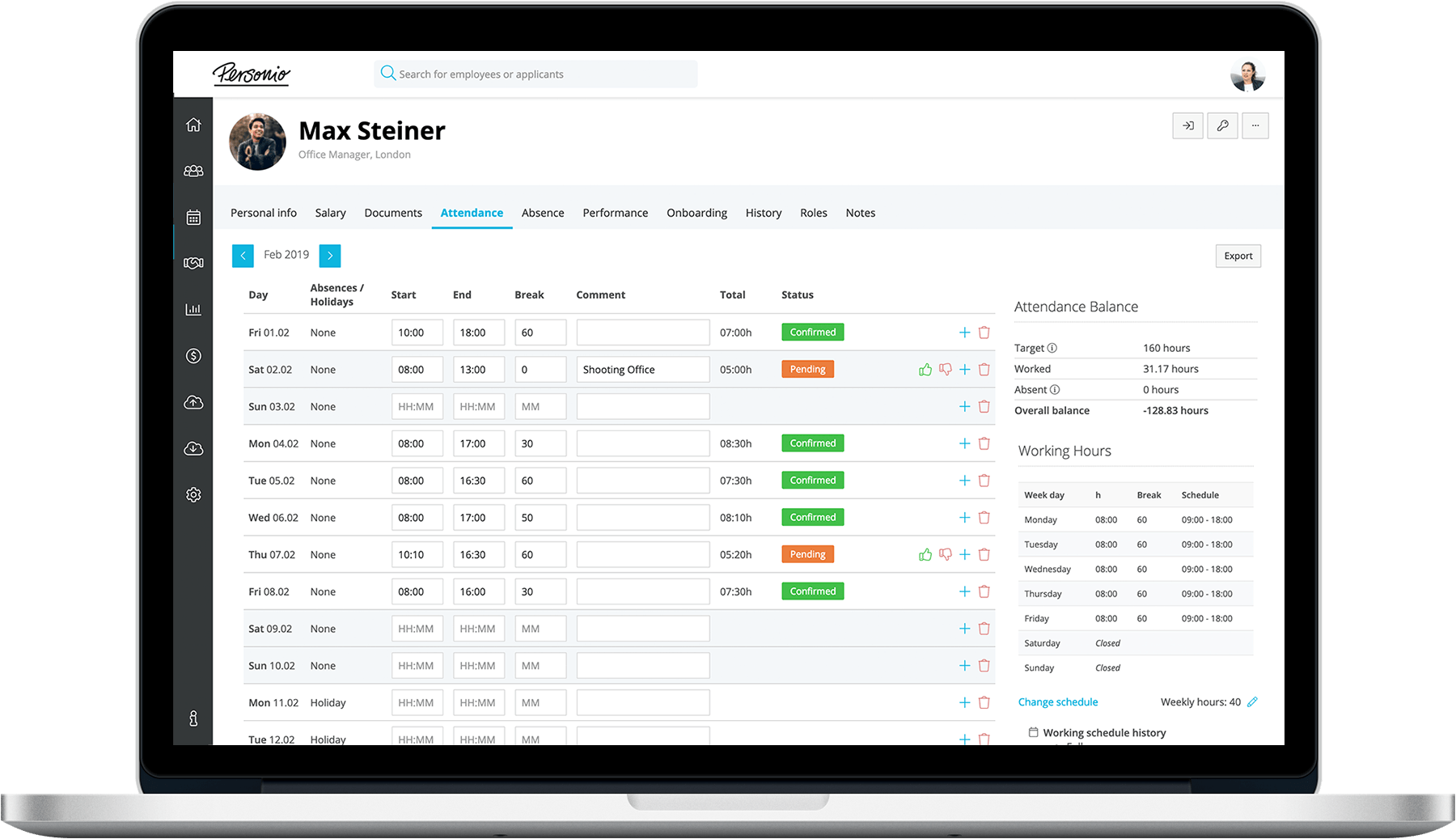 Personio - Personio employee attendance screenshot