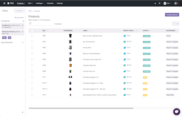 Plytix product filters