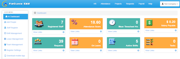 FinClock dashboard screenshot