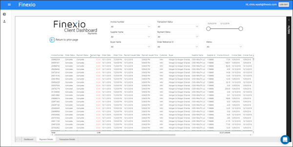 Finexio Client Payments Dashboard