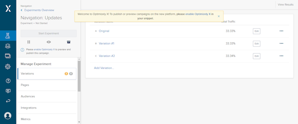 Optimizely experiment overview
