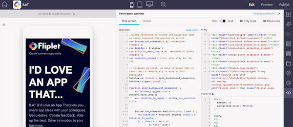 Fliplet Developer Options