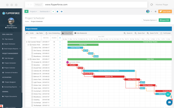 FlipperForce house flip project management screenshot