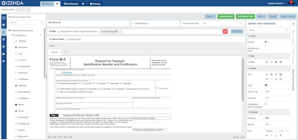 Form report designer
