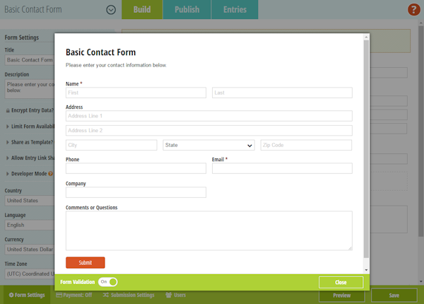 Cognito Forms validating forms