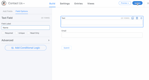 Formidable Forms adding fields