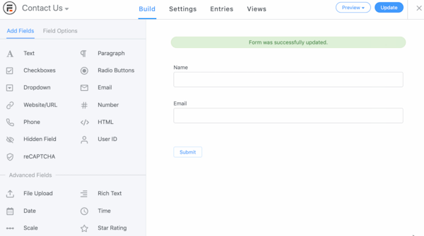 Formidable Forms field options