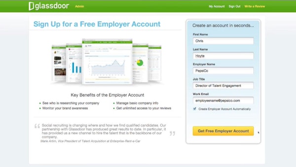 Glassdoor free employer account