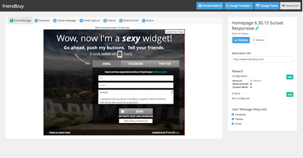 Friendbuy create referral page