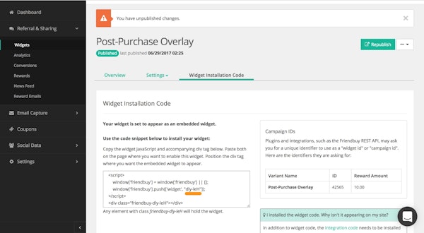 Friendbuy widgets
