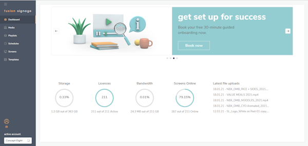 Fusion Signage dashboard