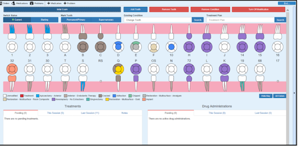 Document tooth status and planned procedures
