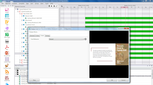 FWI Content manager template scheduling screenshot
