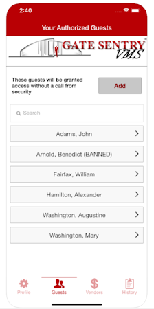 Gate Sentry guest list