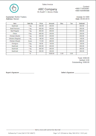 Reporter sales invoice