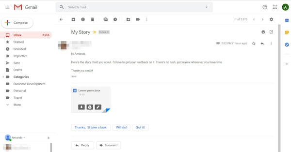 Gmail attachments